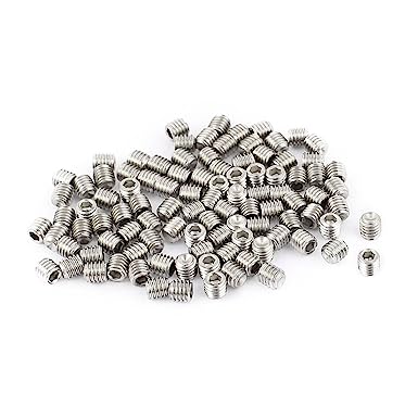 uxcell 100Pcs M3 x 3mm Stainless Steel Hex Socket Set Grub Screws Headless Cup Point