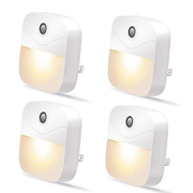 Plug-in Night Light, SEALIGHT LED Night Lights with Auto Dusk to Dawn Sensor, Warm White LED Nightlight for Bedroom, Bathroom, Kitchen, Hallway, Stairs, Energy Efficient, 4 Pack