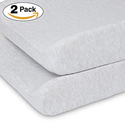 Delta Children Changing Pad Covers – 2 Pack | Solid Color | 100% Jersey Knit Cotton | Fits Standard Changing Pads, Heather Grey