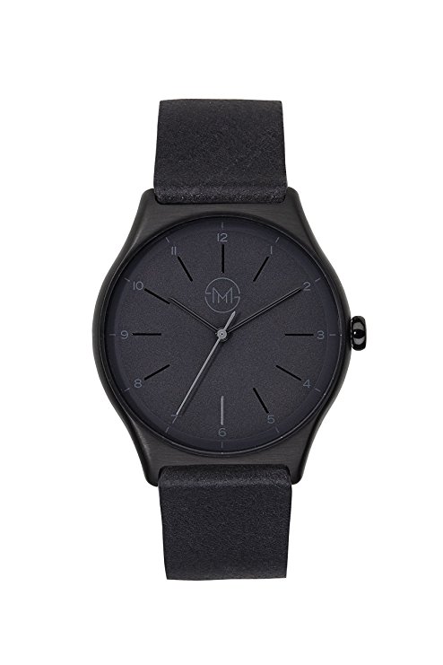 slim made one 08 - Extra thin wrist watch in black - unisex