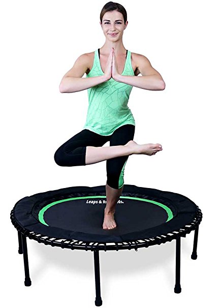 Leaps & Rebounds Bungee Rebounder - The Fun Fitness Rebounder Trampoline - Steel Frame, 32 Latex Rubber Bungees, Zero Stretch Jump Mat - Named Best Value Rebounder - 6 Colors, 2 Sizes, 1 Year Warranty