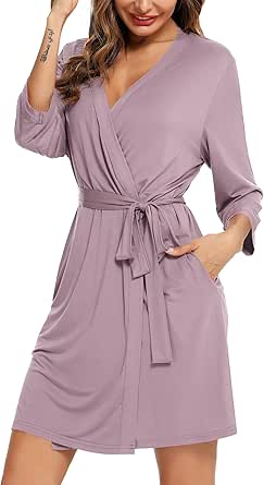 Samring Women's Lightweight Robe Soft Kimono Robes Short Bathrobe for Women Sleepwear