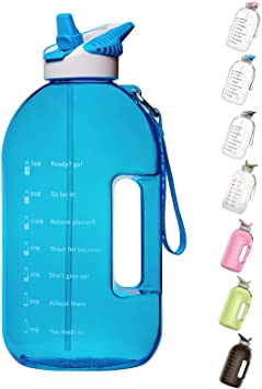 BOTTLED JOY 1 Gallon Water Bottle with Straw Lid, BPA Free Large Water Bottle with Motivational Time Marker Reminder Leak-Proof Drinking Big Water Jug for Sports Workouts and Outdoor Activity