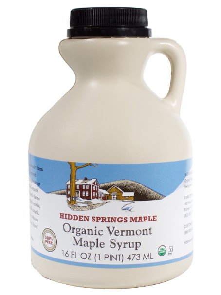 Hidden Springs Organic Vermont Maple Syrup, Premium Grade B, 16 Ounce