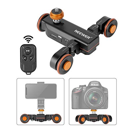 Neewer Motorized Camera Video Dolly with Scale Indication Electric Track Skater with Straight Line/Curve/Pitch Shooting Wireless Remote Control 3 Speed Adjustable for Canon Nikon Sony DSLRs and Phones