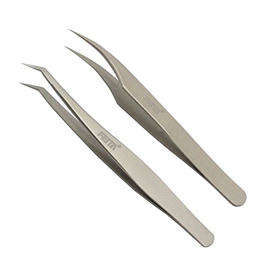 FEITA Professional Lash Tweezers Precision Set - Stainless Steel Slant Tip Tweezers for False Lash Eyebrow,Nail Art,Hobbies Tool