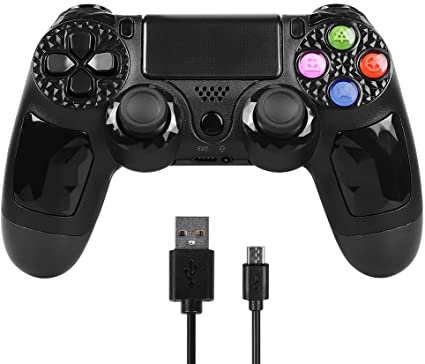 Controller for PS4, PowerLead Wireless Gaming Controller Six-axis Dual Vibration Gamepad for Playstation 4/Playstation 3/PC with Led Touch Pad and Audio Jack