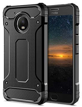 Moto G5 Case, Coolden® Tough Rugged Dual Layer Defender Armor Moto G5 Protective Case Anti-Scratch Shockproof Case Cover for Motorola Moto G5 - Hard Heavy Duty Impact Protection Case (Black)