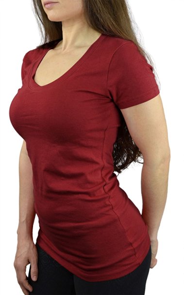 Belle Donne- Women's Cotton T Shirt Stretchy Scoop Neck Workout Yoga T-Shirt