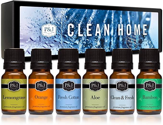 P&J Trading Fragrance Oil | Clean Home Set of 6 - Scented Oil for Soap Making, Diffusers, Candle Making, Lotions, Haircare, Slime, and Home Fragrance