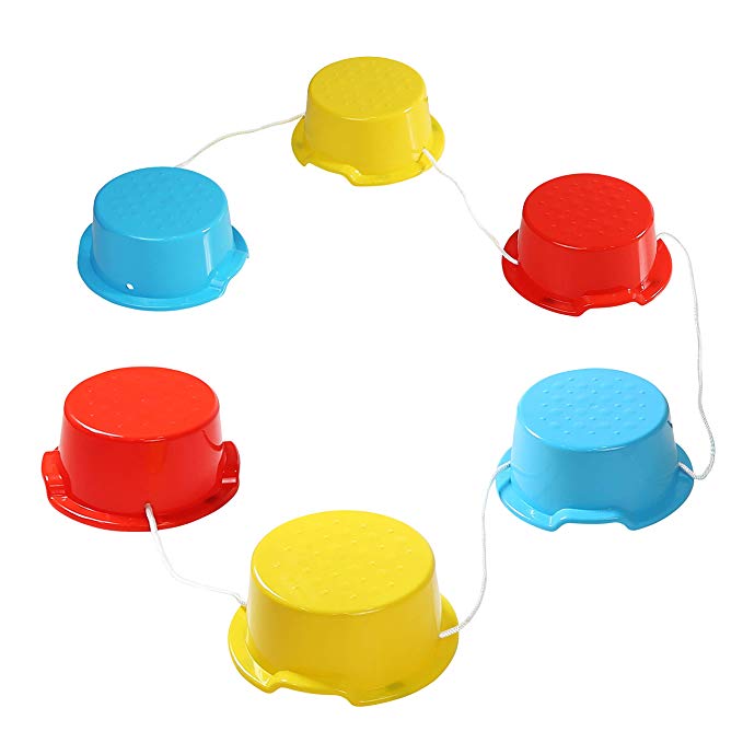 Milliard Kid's Stepping Balance Buckets 6-Pack with Blue, Red, Yellow with Anti-Skid Pads on Bottom, Stackable. for Gross Motor, Coordination, Exercise Fun, Balancing. Great for Home and School use.