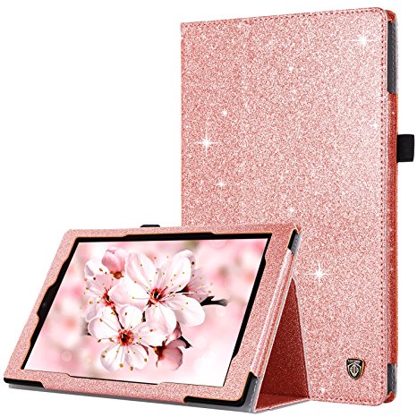 BENTOBEN Case for Fire HD 10 Tablet (7th/5th Generation,2017/2015 Release)-Bling Sparkly Folio Folding Stand Cover with Stylus Holder &Auto Wake/Sleep Glitter Shiny Smart Case for Fire HD 10,Rose Gold