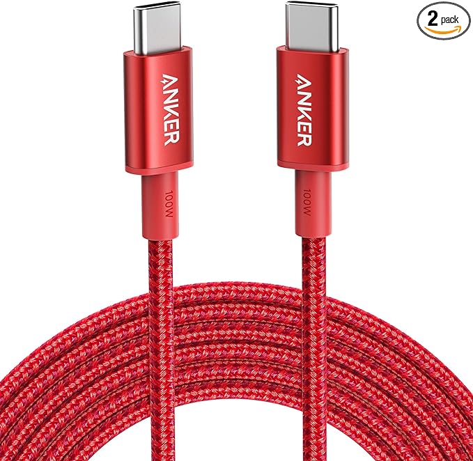 Anker USB C Cable 100W (10ft, 2pack), New Nylon USB C to USB C Cable 2.0, Type C Charging Cable Fast Charge for MacBook Pro 2020, iPad Pro 2020, iPad Air 4, Galaxy S20 Plus S9, Pixel, Switch, and More