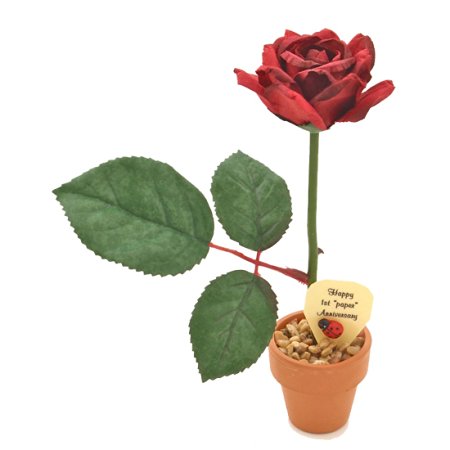 1st First Wedding Anniversary Gift, Potted Paper Rose (we have years 1 to 20, 25, 50) JustPaperRoses®