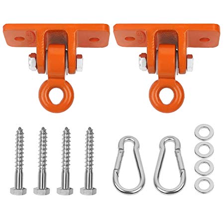BETOOLL 2400 lb Capacity Heavy Duty Swing Hangers with Wood Mounting Screws for Wooden Sets Playground Porch Indoor Outdoor & Hanging Snap Hooks Orange Set of 2