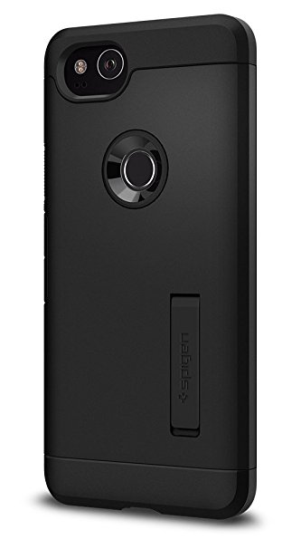 Spigen Tough Armor Google Pixel 2 Case with Kickstand and Extreme Heavy Duty Protection and Air Cushion Technology for Google Pixel 2 (2017) - Black