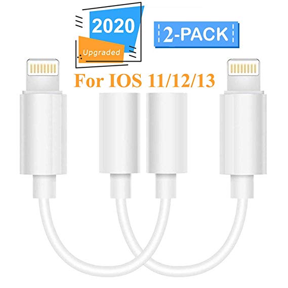 Lighting to 3.5 mm Headphone Adapter Earphone Earbuds Adapter Jack 2 Pack,Quick Linking,Compatible with Apple iPhone 11 Pro Max X/XS/Max/XR 7/8/8 Plus Plug and Play Cable Security Devices