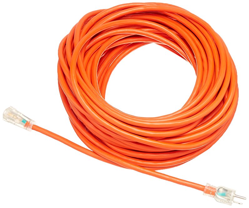 AmazonBasics 12/3 SJTW Heavy-Duty Lighted Extension Cord - 100 Feet (Orange)