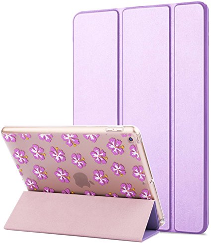 New iPad 2017 iPad 9.7 inch Case, Dailylux Slim Smart Folio Stand Cover Transparent PC Back Shockproof TPU Bumper Protection Auto Wake Sleep Function Case for Apple New iPad 9.7 Inch (2017)-Purple