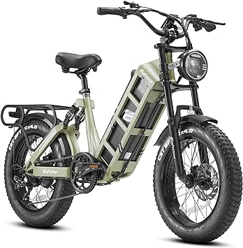 eAhora Juliet 60Ah 1000W Electric Bike for Adults Long Range Electric Bike 20 * 4.0 Fat Tire Electric Bike Full Suspension Electric Mountain Bike,Color Display (Green)