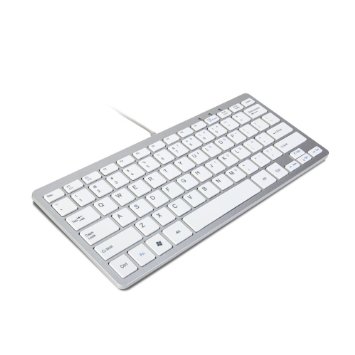 GMYLE Compact Wired USB Mini Keyboard for PC - Metallic Silver  White