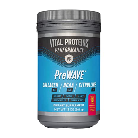 NSF Certified Low Sugar PreWorkout Powder - Vital Proteins - 5g of collagen, 5g BCAAs, 3g Citrulline (Guava Lime)