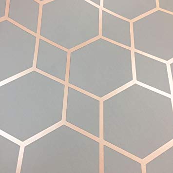 Casca Geometric Wallpaper Slate/Copper Muriva 147506