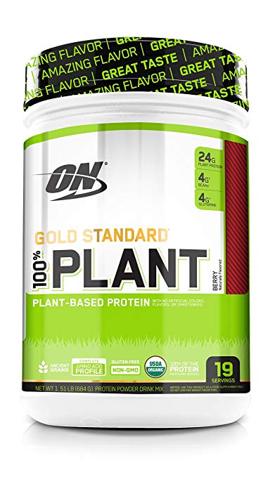 Optimum Nutrition Gold Standard 100% Organic Plant Based Vegan Protein Powder, Complete Amino Acid Profile, Berry, 19 Servings