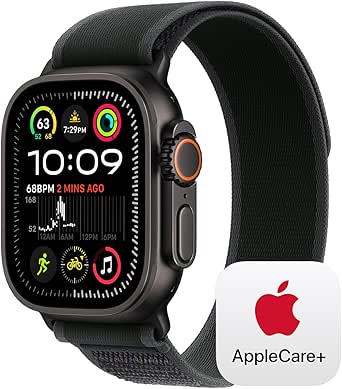 Apple Watch Ultra 2 [GPS   Cellular 49mm] Smartwatch, Sport Watch with Black Titanium Case with Black Trail Loop - M/L. Fitness Tracker, Precision GPS, Carbon Neutral with AppleCare  (2 Years)