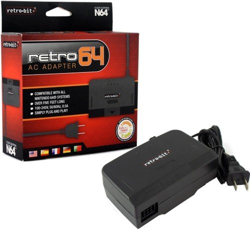 Retro-Bit AC Power Adapter-Black, Nintendo 64
