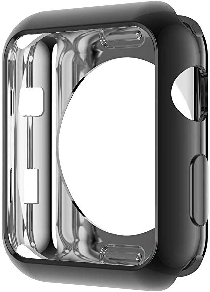 Apple Watch Case Black 42mm, TPU Plated Cover Scratch-Resistant Protective Protector Bumper iwatch Series 1 Series 2 Series 3 Sport Edition