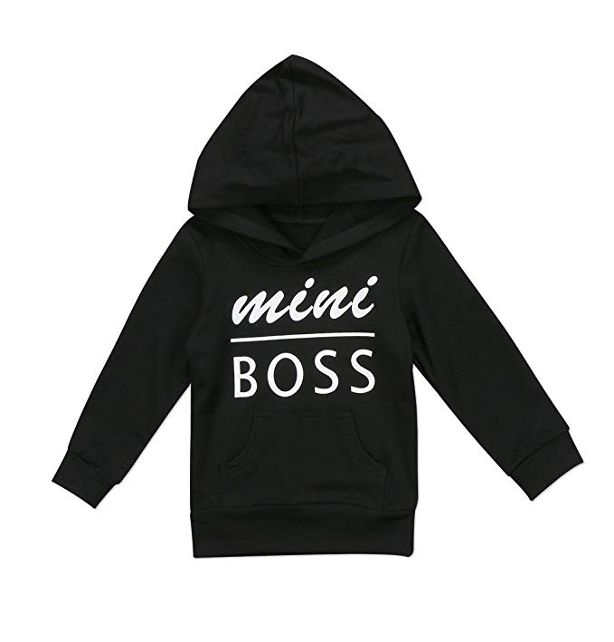 Urkutoba 0-5T Baby Boy Girl Mini Boss Hoodie Tops Toddler Hooded Sweater Casual Hoodies with Pocket Outdoor Outfit
