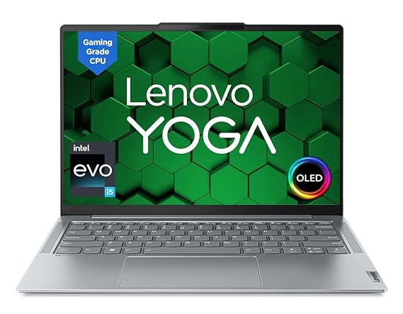 Lenovo Yoga Slim 6 Intel Evo Core i5 13500H 14"(35.5cm) WUXGA OLED 400Nit Laptop (16GB/512GB SSD/Win 11/Office 2021/Backlit KB/1Yr Warranty/Alexa/3 Month Game Pass/Storm Grey/1.35Kg), 83E00006IN