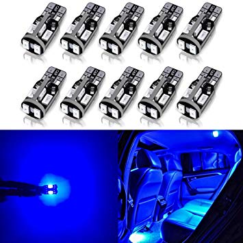 Antline 194 168 2825 T10 W5W Error Free LED Bulb Blue, Super Bright 300 Lumens 10-SMD 5730 Chipset LED Bulbs for Interior Dome Map Door Courtesy License Plate Lights, Pack of 10