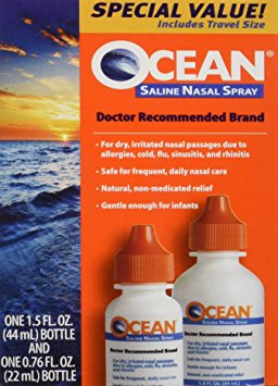 Ocean Saline Nasal Spray Buddy Pack 1.5oz and 0.76oz Bottles