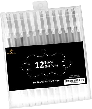 MUJI Quality Gel Pens [0.5mm] 12 Black Pens Pack Krafty Touch Journal Pens Set | Black Pens for Journaling Notebook | Fine Point Black Ink Pen| black planner pens with stylus tips by FRALEXA
