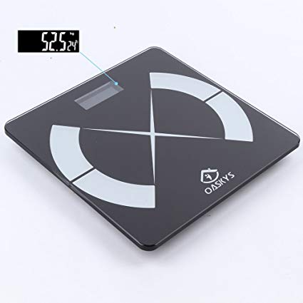 Digital Body Weight Bathroom Scale with Step-On Technology,Temperature Display,6mm Glass and Max Weight 400 pounds（Black-silveryX）