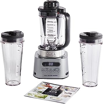 Ninja Foodi MAX Power Nutri Blender 2-in-1, 2x 700ml Cups, 1 L Jug with Power Paddle, 1100 W, Blend Smoothie Bowls, Thick Spreads & Frozen Drinks, Automatic Programs, SmartTorque, Silver CB150UK