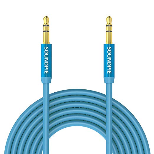 SoundPie 10Ft Male to Male 3.5mm Universale Gold Plated Design Tangle-Resistant Auxiliary Audio Stereo Cable for iPhone iPad iPod Samsung Galaxy Note, HTC ,Kindle,Android Smartphone,Table (Blue)
