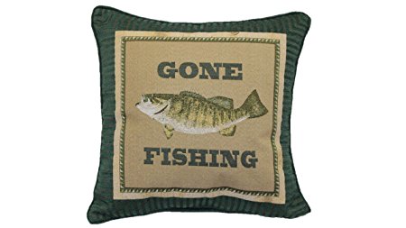 Brentwood 8484 18-inch Gone Fishing Tapestry Pillow