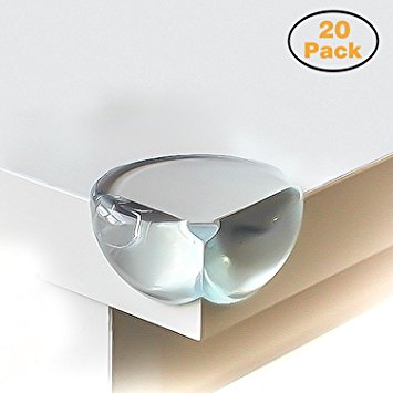 CALISH Safety Corner Protectors Guards (20pcs - Large - Clear) Table Corner Guards for Child and Baby, with 20pcs Strong Adhesive for Backup Use