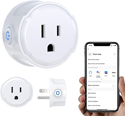 MoKo Smart Plug WiFi Outlet Socket, 4 Pack, Work with Alexa/Google Home/SmartThings, Comfortable Convex Button, Voice/Remote Control, Timer Plug, 10A, No Hub, Only Supports 2.4GHz Network, White