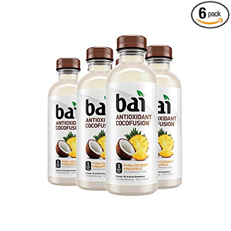 Bai Cocofusions Puna Coconut Pineapple, Antioxidant Infused, Coconut Pineapple Flavored Water Drink, 18 Fluid Ounce Bottles, 6 count