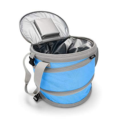 Camco Pop-Up Cooler - Lightweight, Insulated, Waterproof, Portable and Collapsible - for Travel, Picnics, Hiking, Camping and The Beach - Blue (51995)