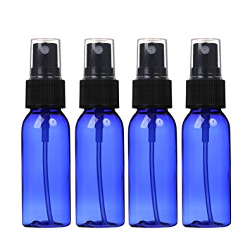 Sinide Plastic Spray Bottles 30ML - 4 Pack 1oz Cobalt Blue Empty PET Refillable Cosmetic Perfume Atomizer Container with Fine Mist Sprayer for Essential Oils,liquids,Aromatherapy,Travel Size (Blue)