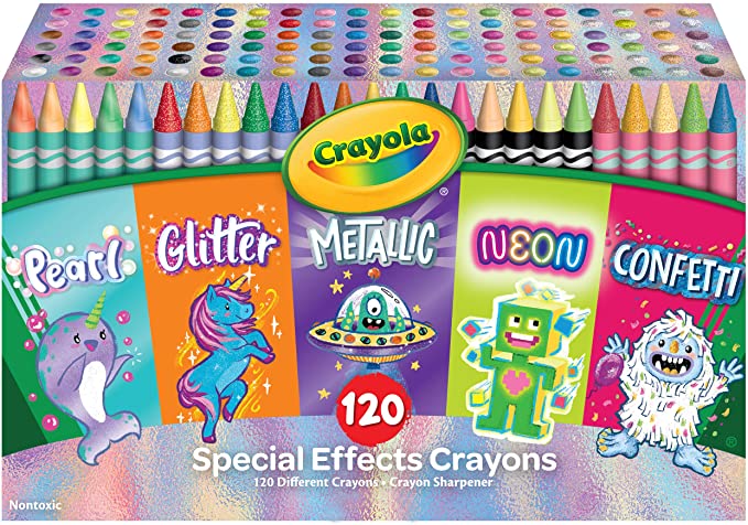 Crayola 120 Crayons in Specialty Colors, Amazon Exclusive Coloring Set, Gift for Kids, Ages 4, 5, 6, 7