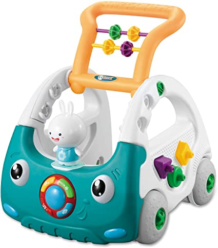 NextX Baby Walker Adjustable Height Adjustable Speed Rear Wheels, 3 in 1 Sit to Stand Learning Walker, Multi-Function Baby Toys with Blocks, Lights, and Beads, for 6-12 Months Toddlers, Boys, Girls