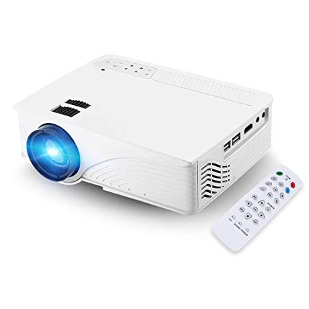 Mini Projector, [2018 Upgraded ] GBTIGER 2000 Lumens Mini LED Projector Full HD 1080P Support for Home Theater Entertainment Movie Game Video Projector Compatible with Fire TV Stick, PS4, Xbox(White)