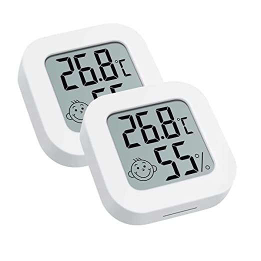INRIGOROUS 2Pack Mini Hygrometer Thermometer Digital Room Thermometer Temperature thermometer Humidity Gauge with LCD Temperature Humidity Monitor for Greenhouse, Babyroom, Cigar