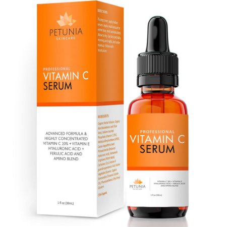 Best Vitamin C Serum 20 for Face With Vit E  Hyaluronic Acid  Ferulic Acid - Helps Repair Sun Damaged Skin - FREE eBook - Anti-Aging Serum Reduces Discoloration and Wrinkles  Fade Dark and Brown Spots